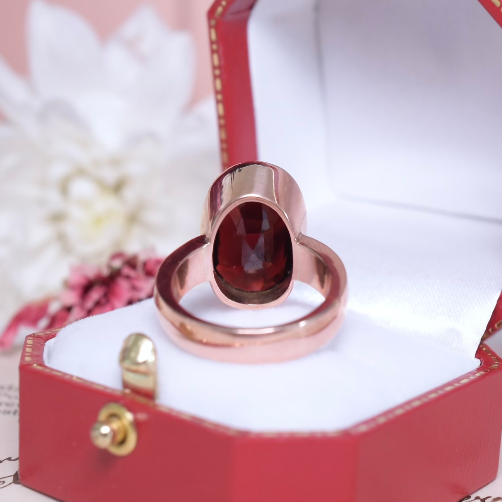 Contemporary 9ct Rose Gold And Almandine Garnet Ring
