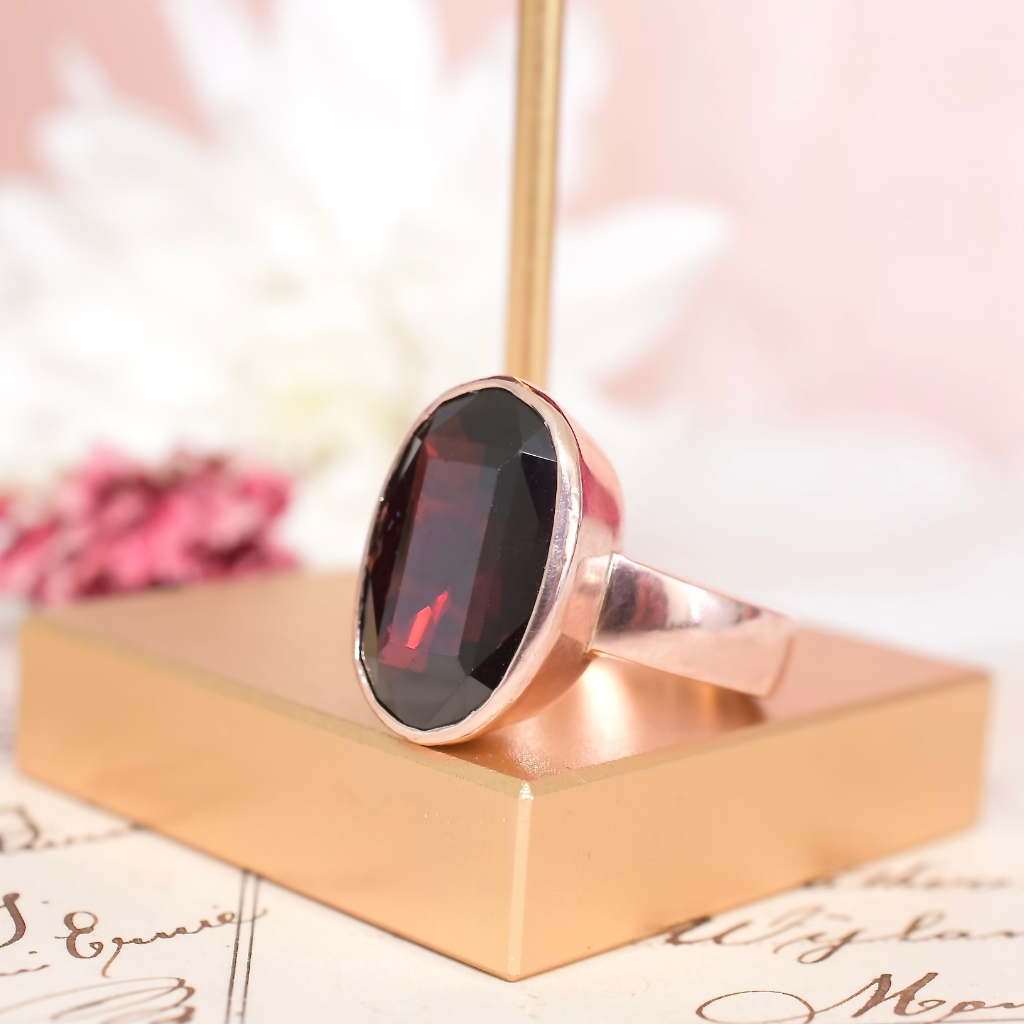 Contemporary 9ct Rose Gold And Almandine Garnet Ring
