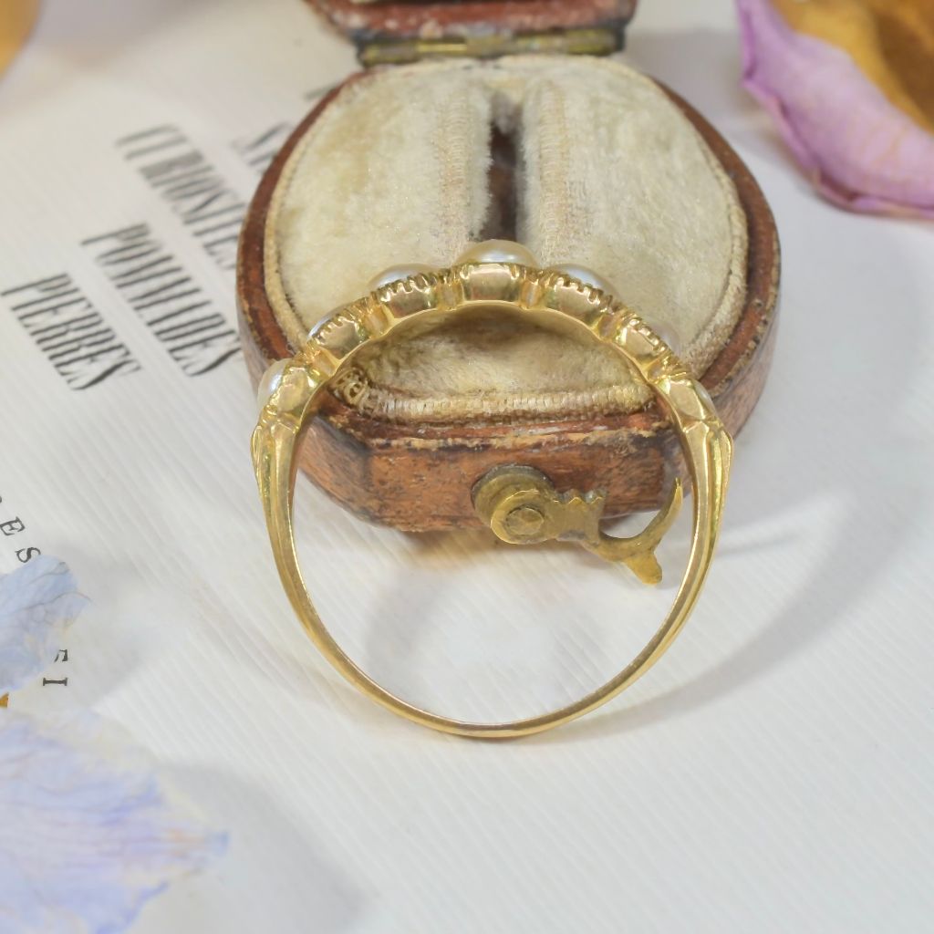 Antique Georgian 15ct Yellow Gold Half Hoop Natural Half Pearl Ring Circa 1815-25