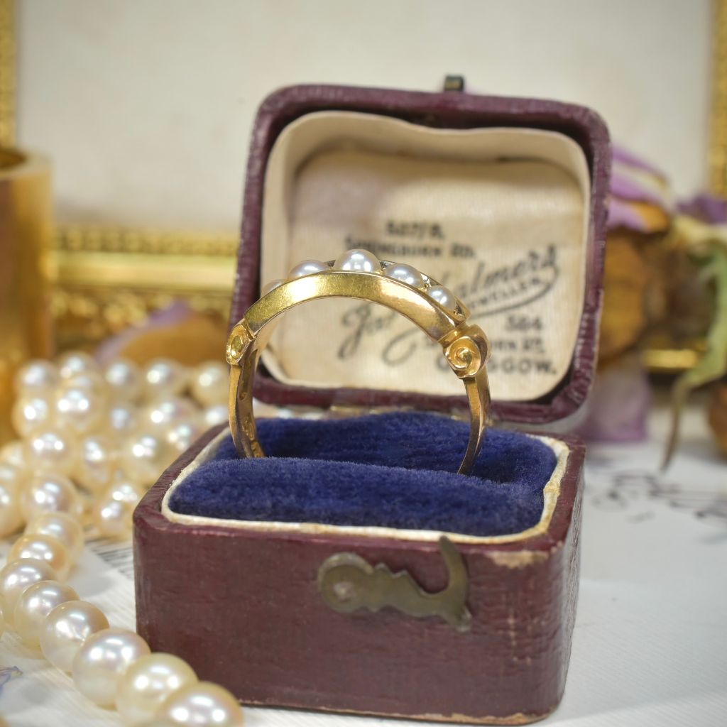 Antique Victorian 15ct Gold And Natural Half Pearl Ring - Hollis & Newman (Chester) 1883
