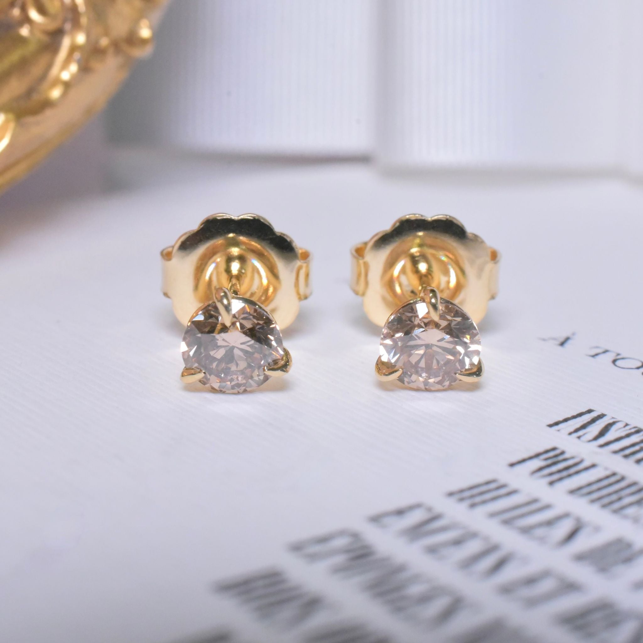 Exceptional 18ct Yellow Gold And ArgyleType Champagne Diamond Earrings - 1.83ct Included Valuation for $10,980 AUD by Holloway Diamonds - Victoria Australia)