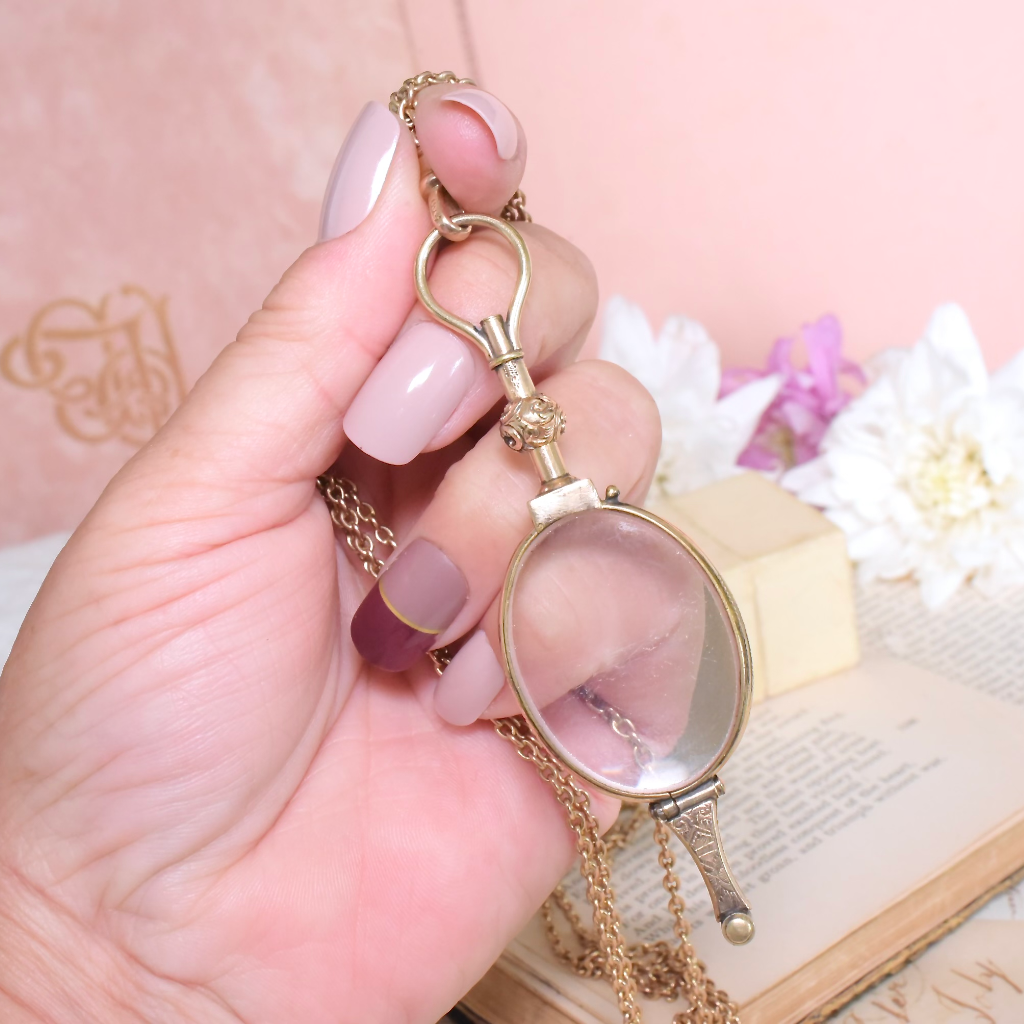 Antique Victorian *Gold Cased* Magnifying Lorgnette Circa 1880-90