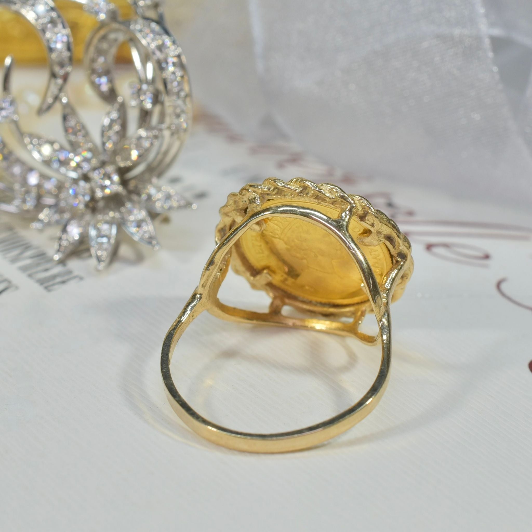 Stunning 24ct Gold 1990 Isle of Man ‘Alley Cat’ 1/25 Oz Crown Elizabeth II 9ct Gold Ring