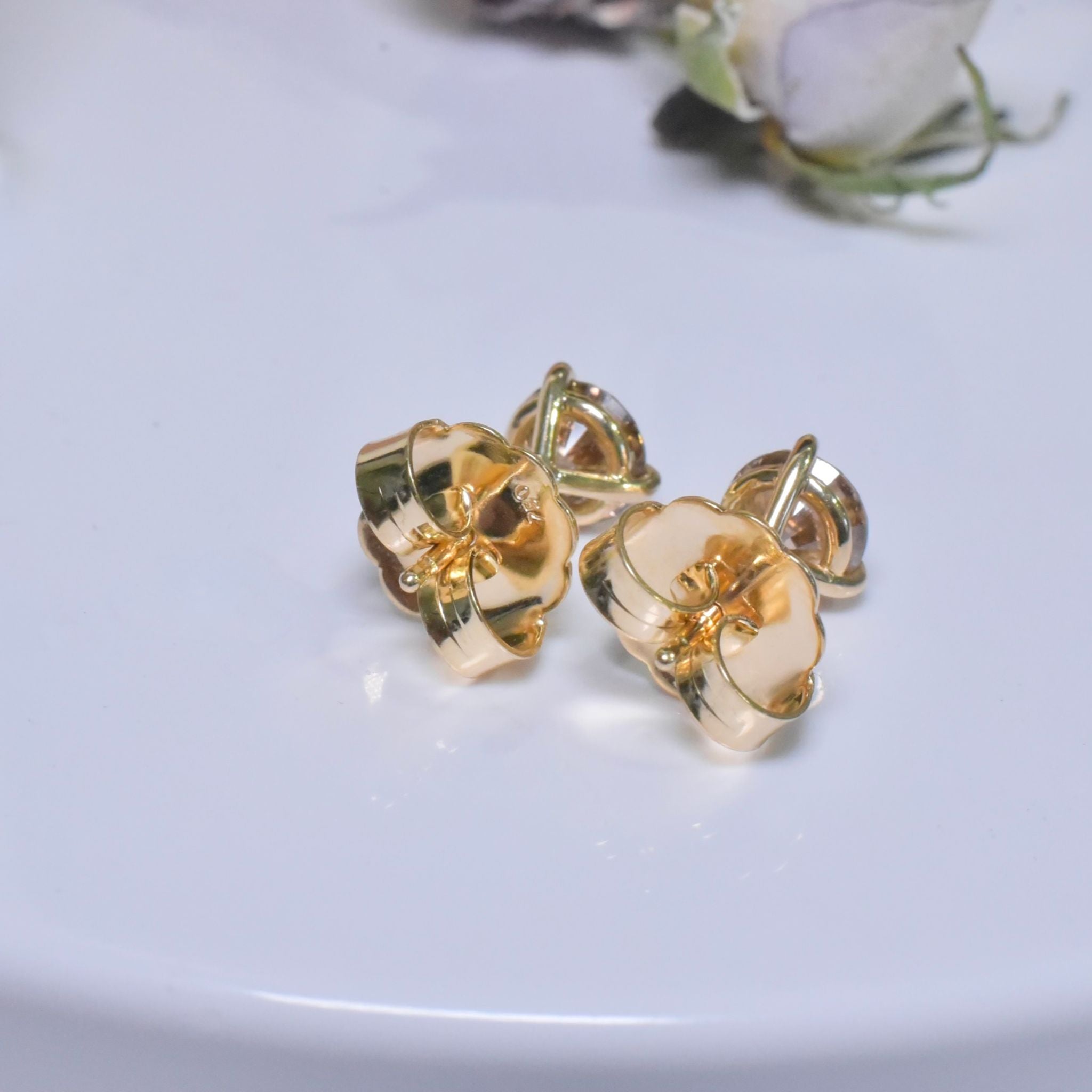 Exceptional 18ct Yellow Gold And ArgyleType Champagne Diamond Earrings - 1.83ct Included Valuation for $10,980 AUD by Holloway Diamonds - Victoria Australia)