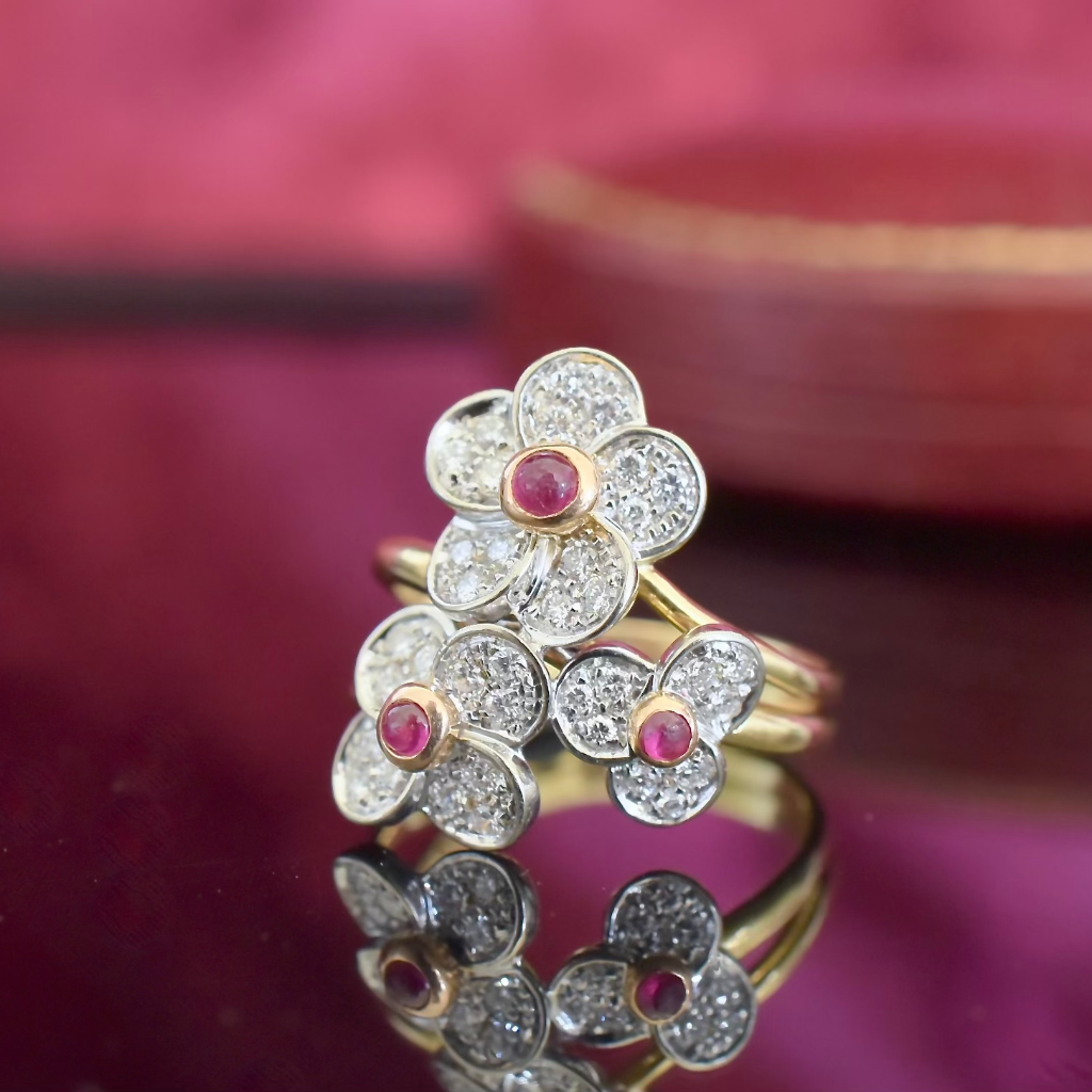 Contemporary 18ct Yellow And White Gold Diamond And Ruby Ring Independent Retail Valuation Included For $5,370 AUD