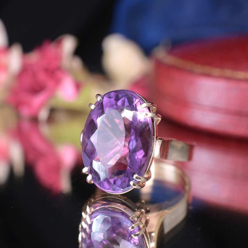 Vintage 9ct Yellow Gold Amethyst Cocktail Ring