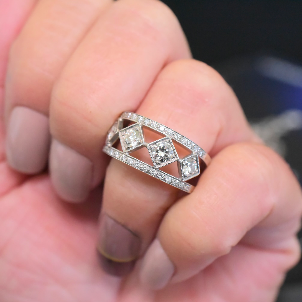 Contemporary 18ct White Gold And Diamond 1.30ct Diamond Wide Ring Independent Retail Replacement Valuation Included For $9,720 AUD