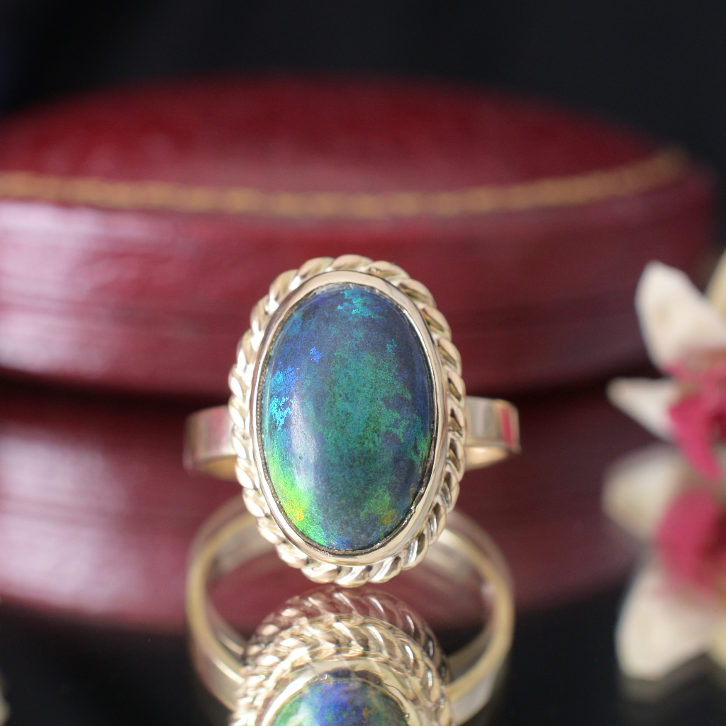 Vintage 9ct Yellow Gold Opal Matrix (Treated) Ring
