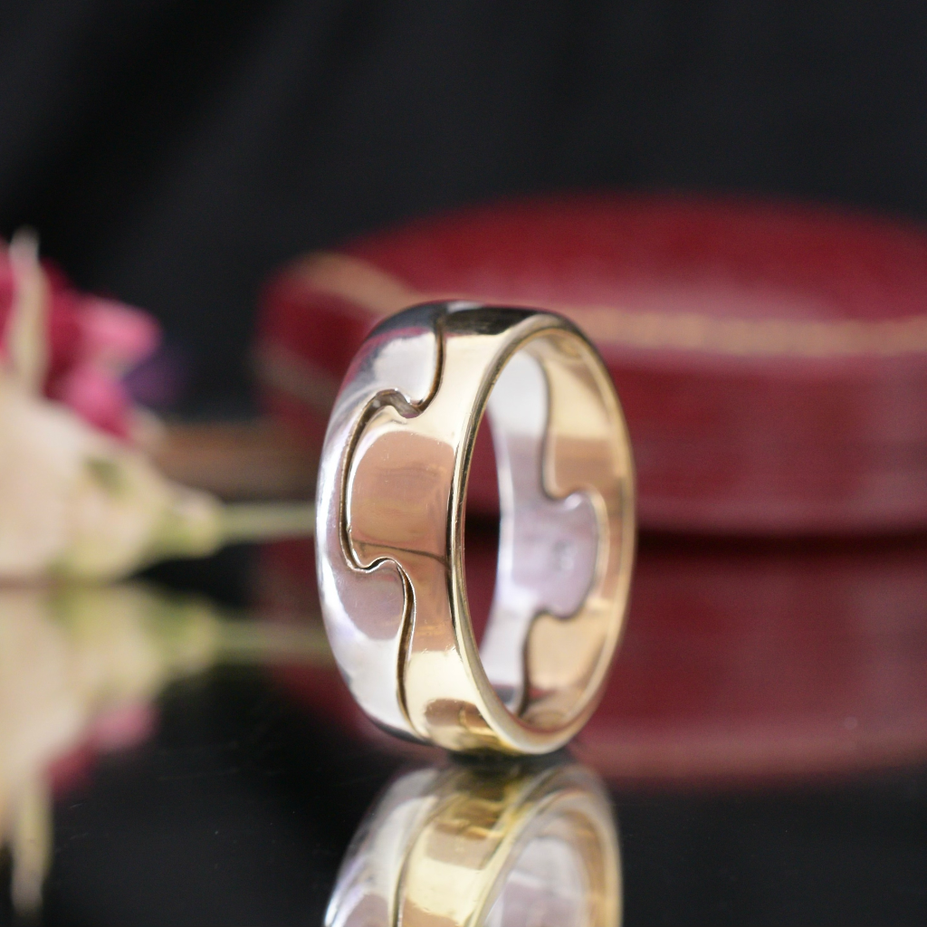 Modern 9ct Yellow And White Gold ‘Interlocking’ Ring