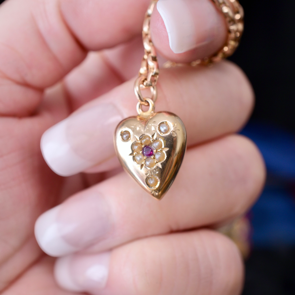 Antique Australian 15ct Rose Gold ‘Heart’ Pendant By Willis And Sons Circa 1900