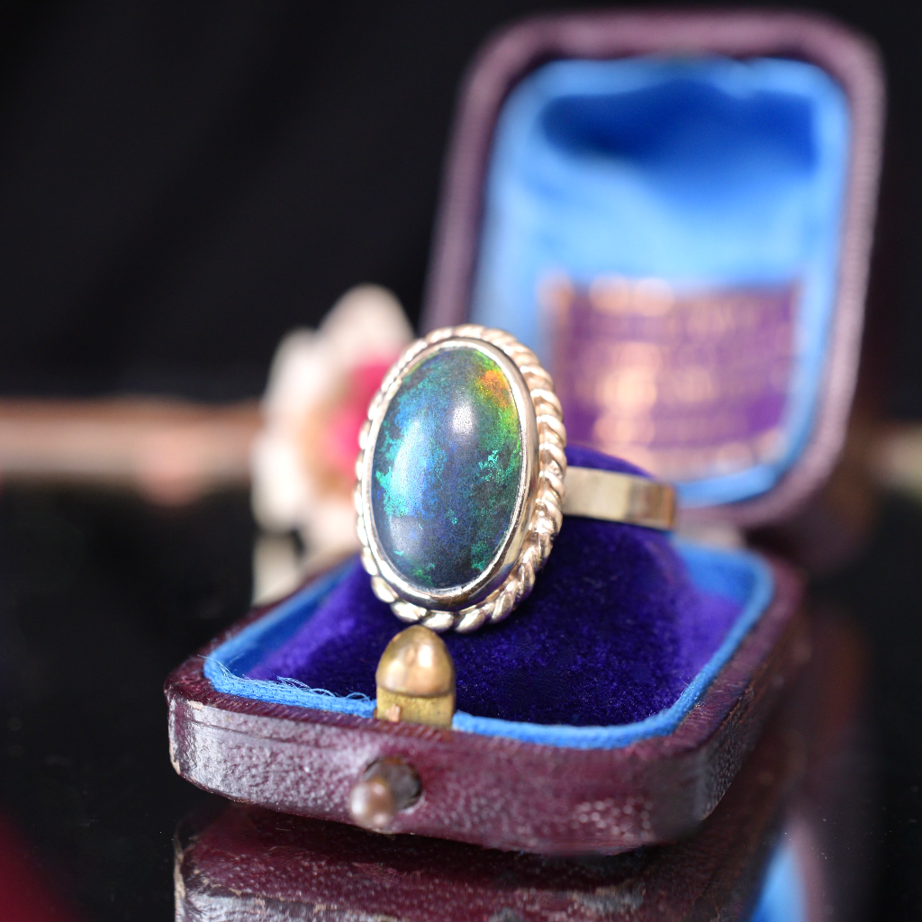 Vintage 9ct Yellow Gold Opal Matrix (Treated) Ring
