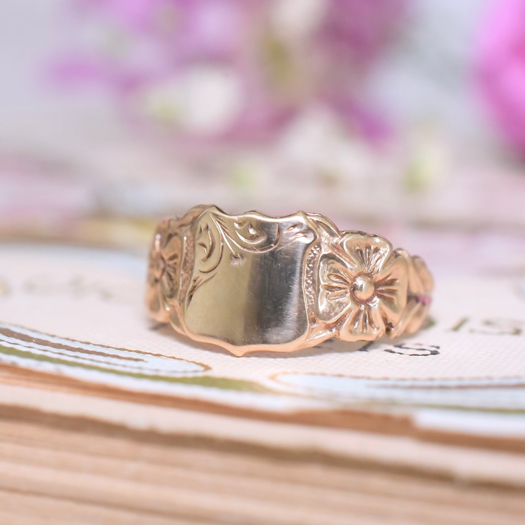 Vintage Australian 9ct Rose Gold Signet Ring By ‘Rodd’ Circa 1950-60’s