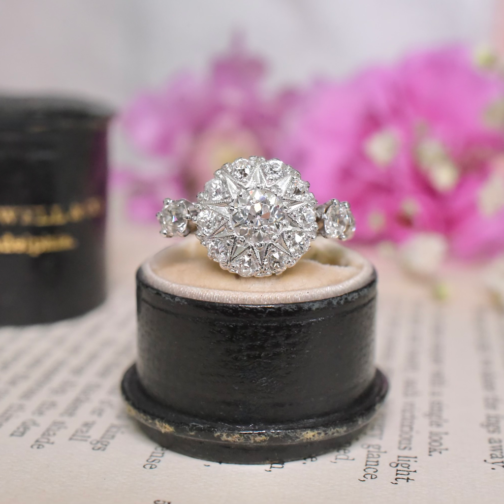 Antique Art Deco 18ct White Gold Diamond Cluster Ring  Included In Purchase Retail Replacement Valuation Dated Feb 2016 For $7,800 AUD