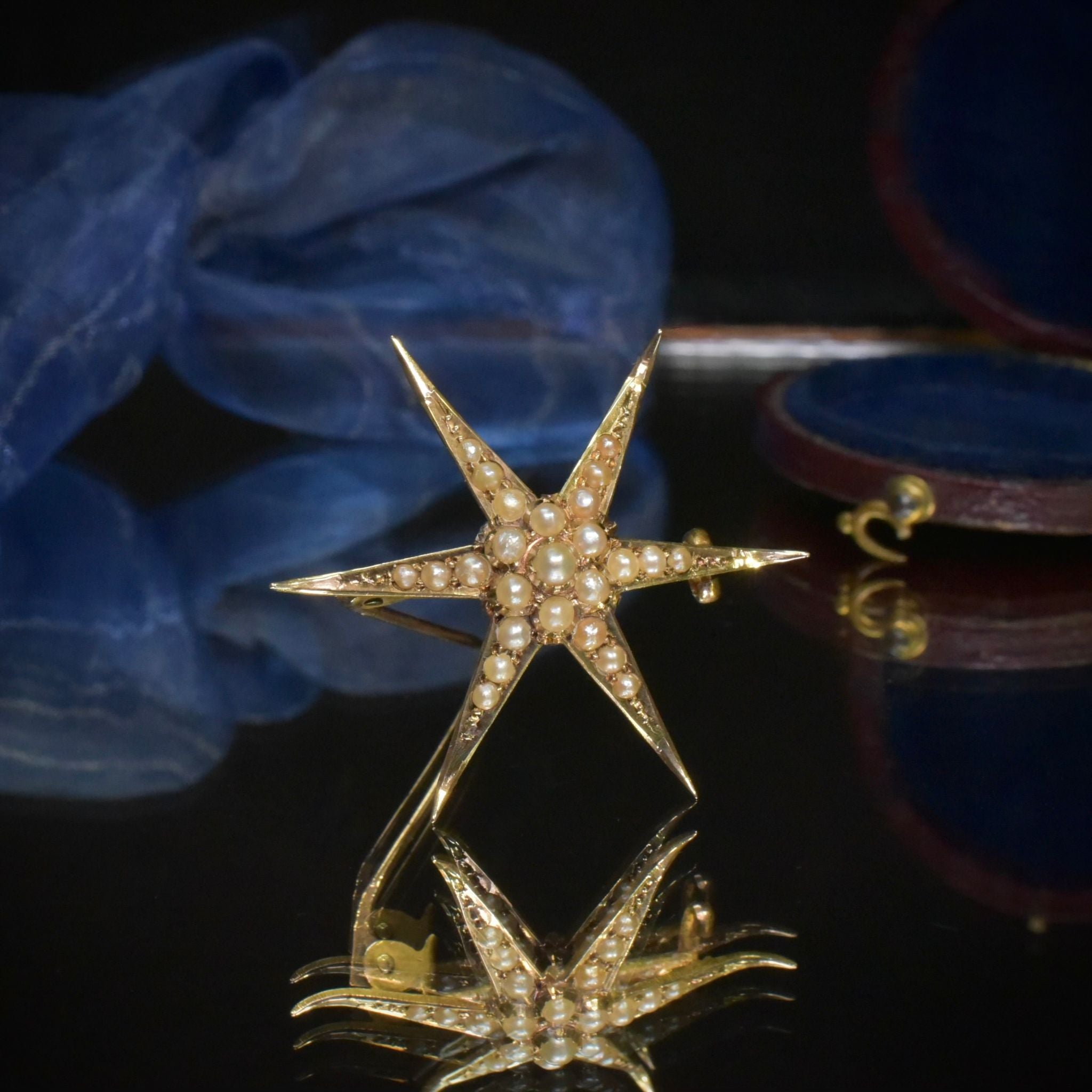 Antique Australian 15ct Yellow Gold Starburst Brooch By Aronson & Co. Circa 1910-15
