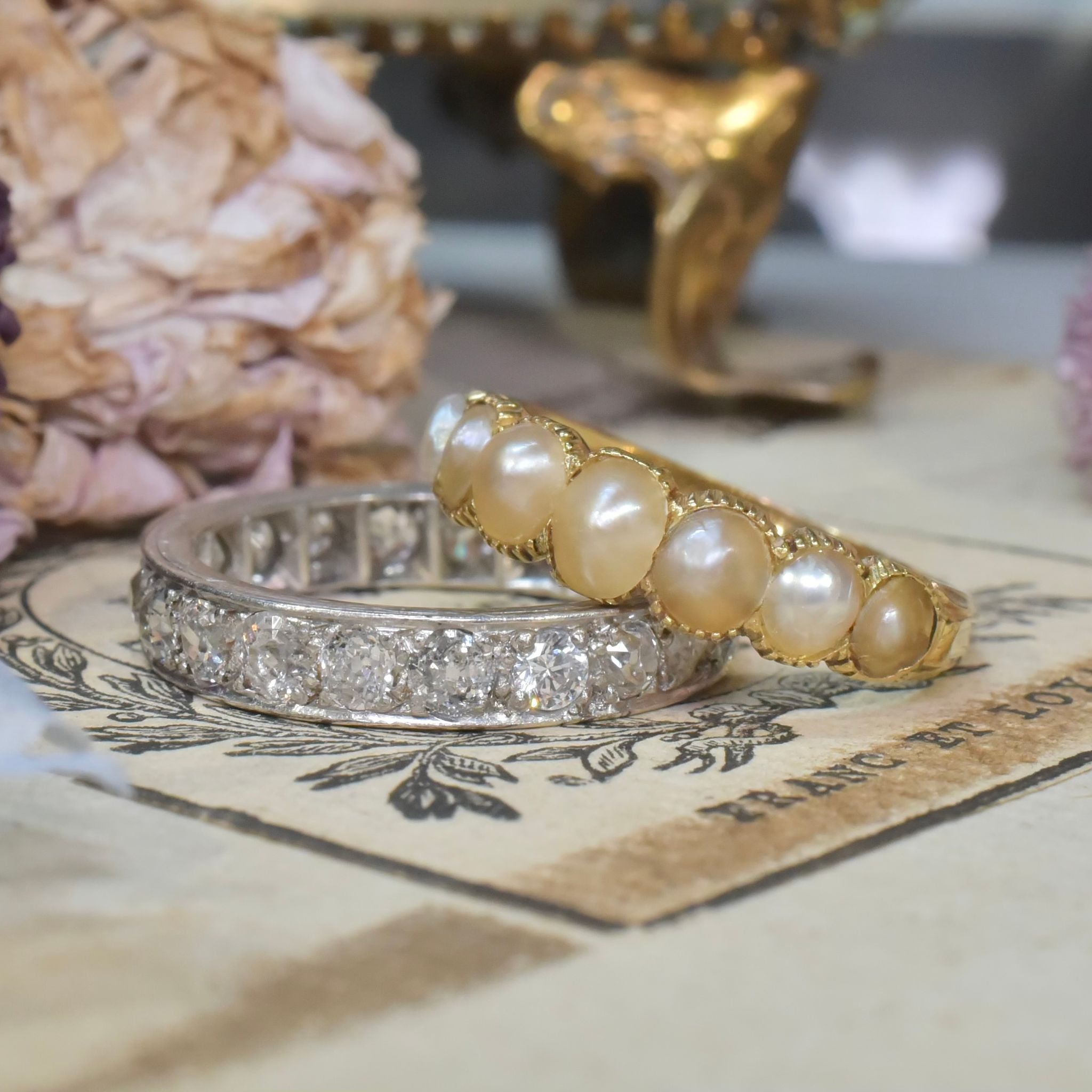 Antique Georgian 15ct Yellow Gold Half Hoop Natural Half Pearl Ring Circa 1815-25