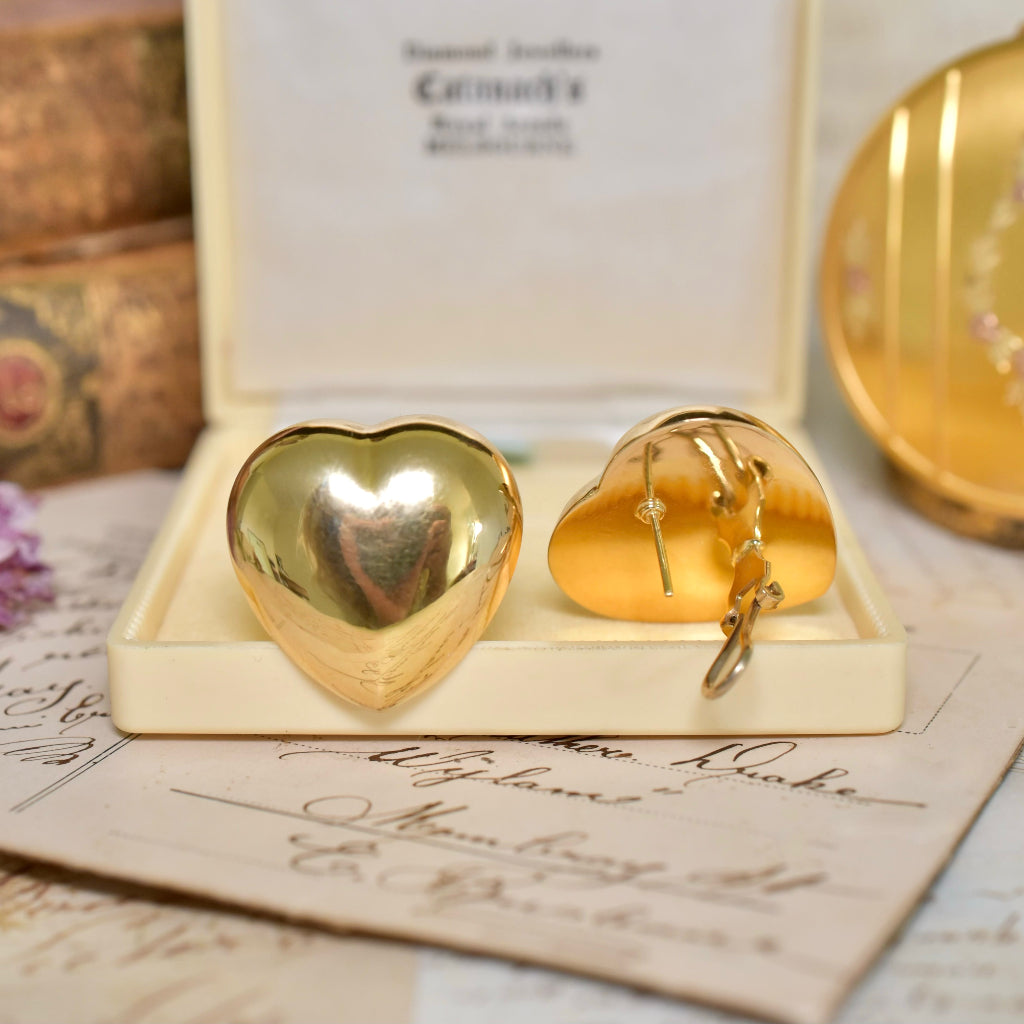 Contemporary 18ct Yellow Gold Italian/Arezzo ‘Heart’ Earrings - 11 Grams