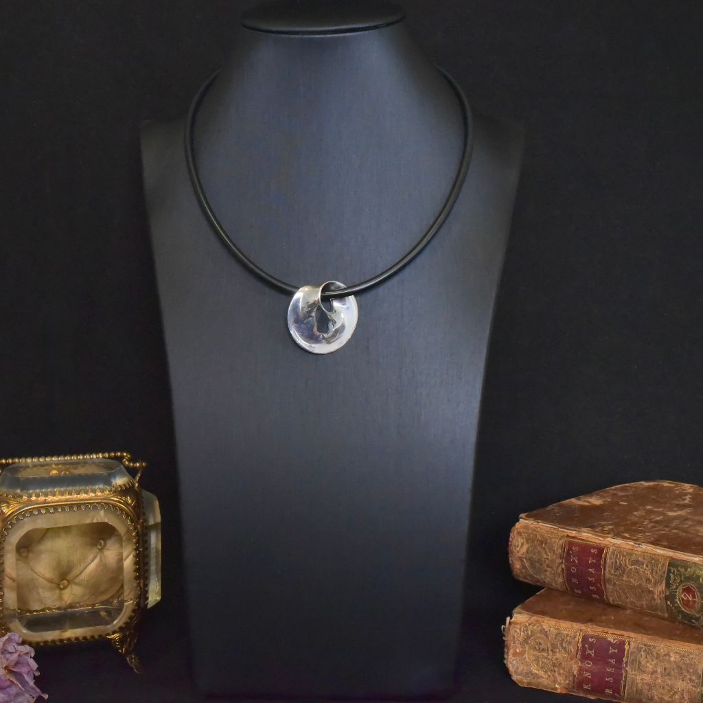 Stunning Georg Jensen MÖBIUS Pendant And Cord - Designed by Vivianna Torun Bülow-Hübe Pendant # 374