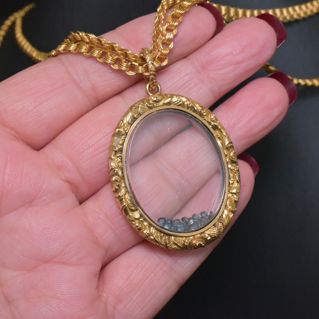 Antique Victorian 15ct Yellow Gold Double Locket Circa 1870-1890