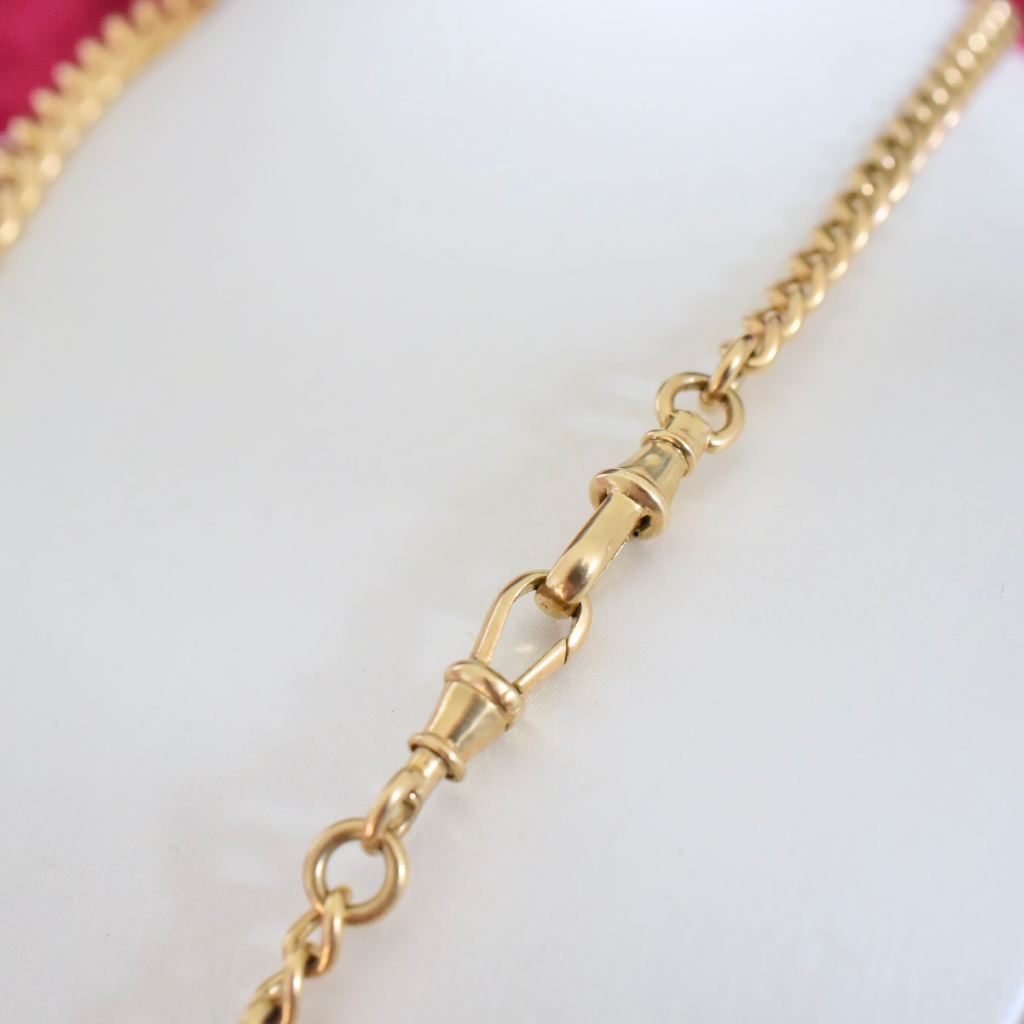 Contemporary 9ct Yellow Gold Fob Chain With Sliding T-Bar - 54 Grams