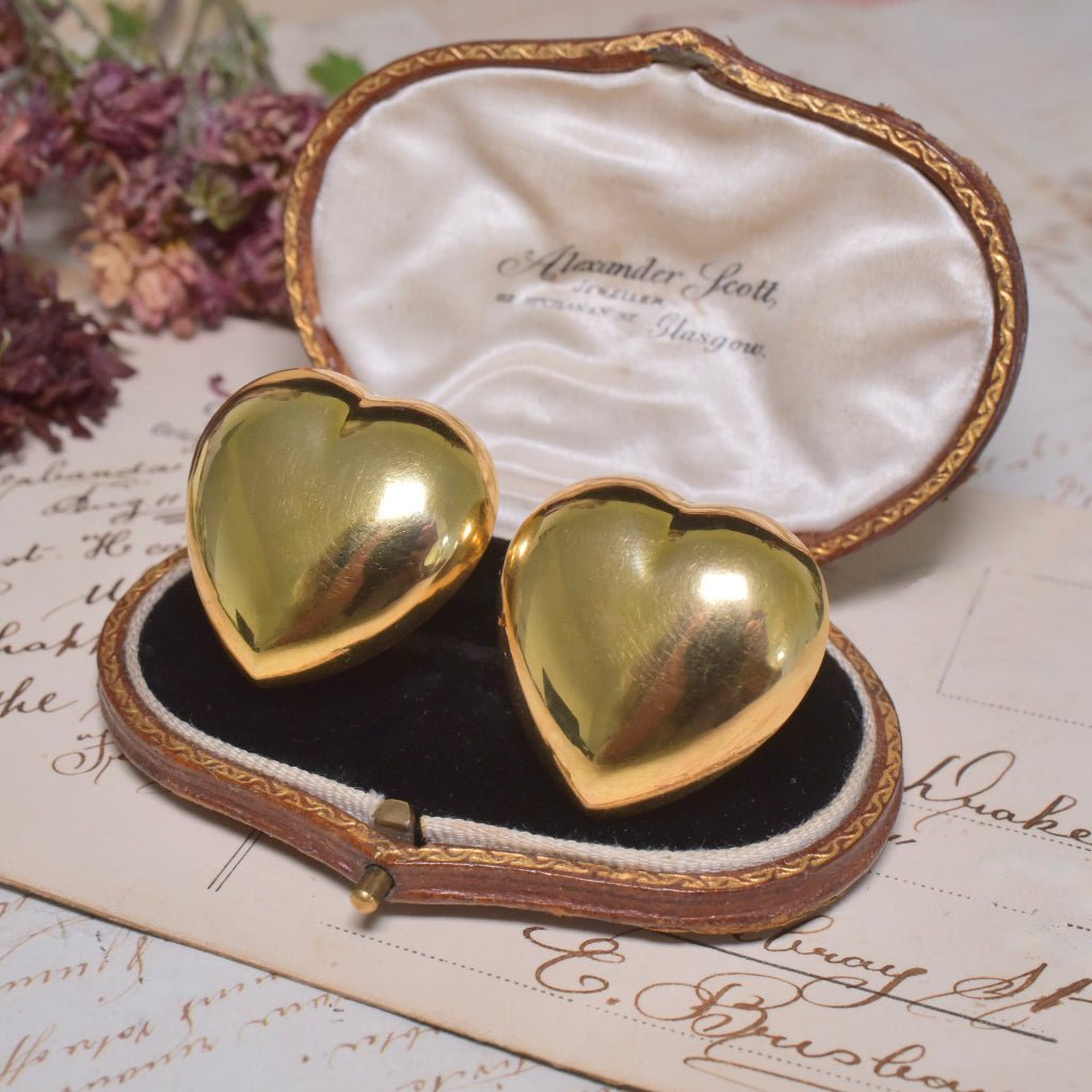 Contemporary 18ct Yellow Gold Italian/Arezzo ‘Heart’ Earrings - 11 Grams