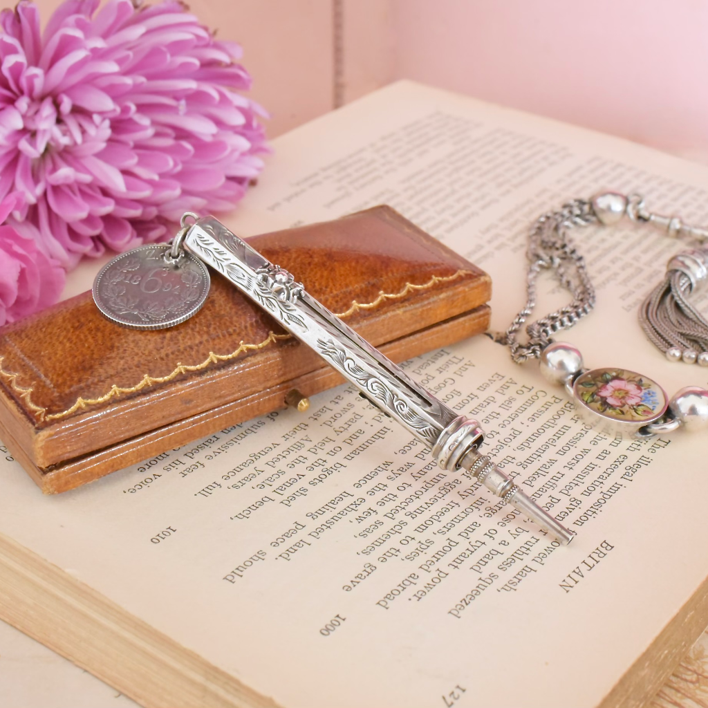 Antique Edwardian Sterling Silver Combination Dip Pen And Propelling Pencil 1904