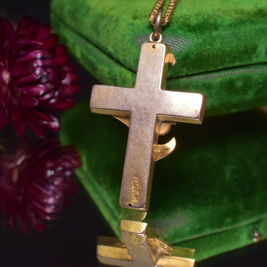 Antique Australian 9ct Gold Seed Pearl Crucifix By Robert Rollason Circa 1900