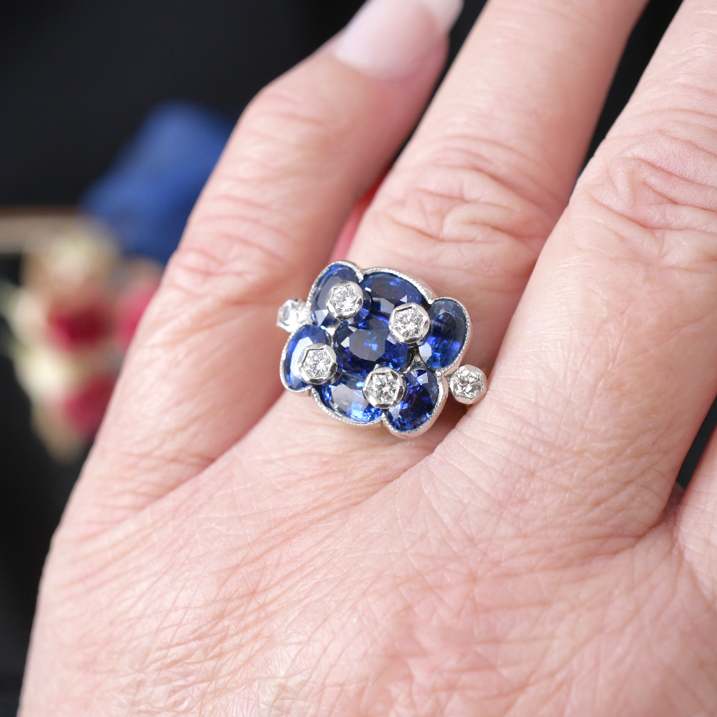 Modern 18ct Yellow Gold / Platinum Sapphire And Diamond Ring Independent Valuation Included For $16,500 AUD