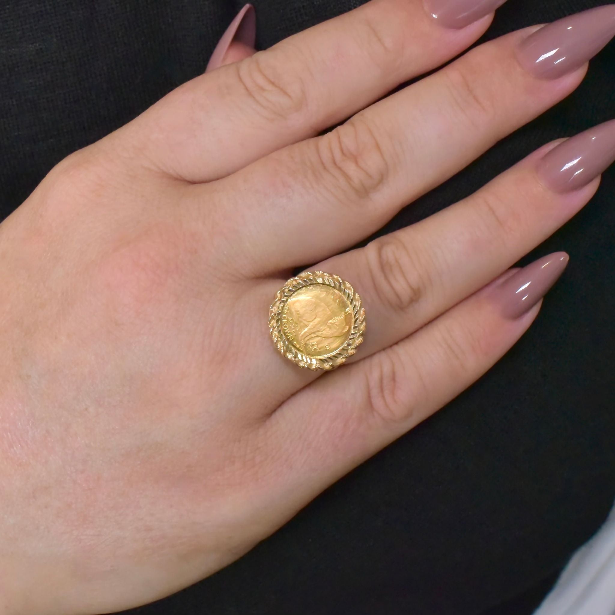 Stunning 24ct Gold 1990 Isle of Man ‘Alley Cat’ 1/25 Oz Crown Elizabeth II 9ct Gold Ring