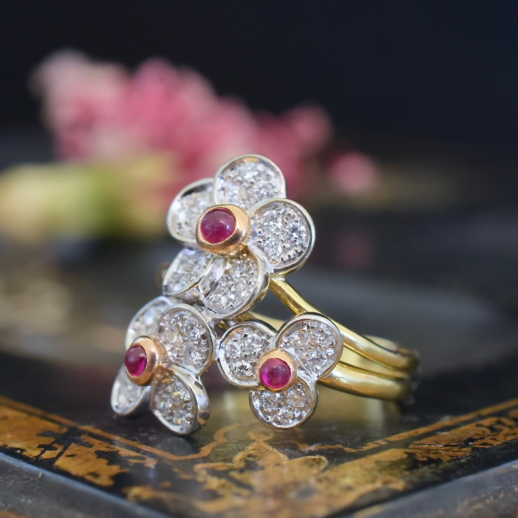 Contemporary 18ct Yellow And White Gold Diamond And Ruby Ring Independent Retail Valuation Included For $5,370 AUD