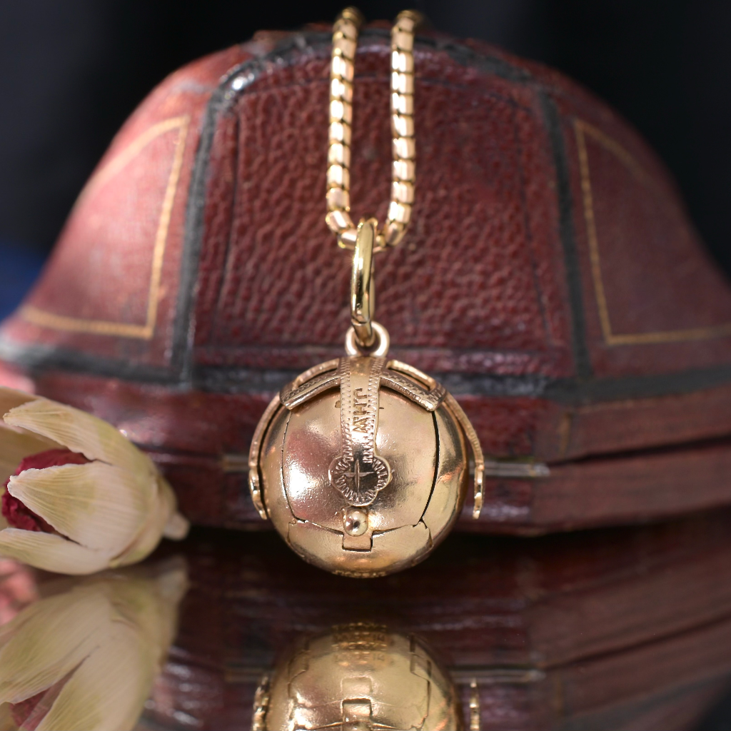 Antique British Masonic Orb Pendant 9ct Rose Gold And Silver 12.4 grams