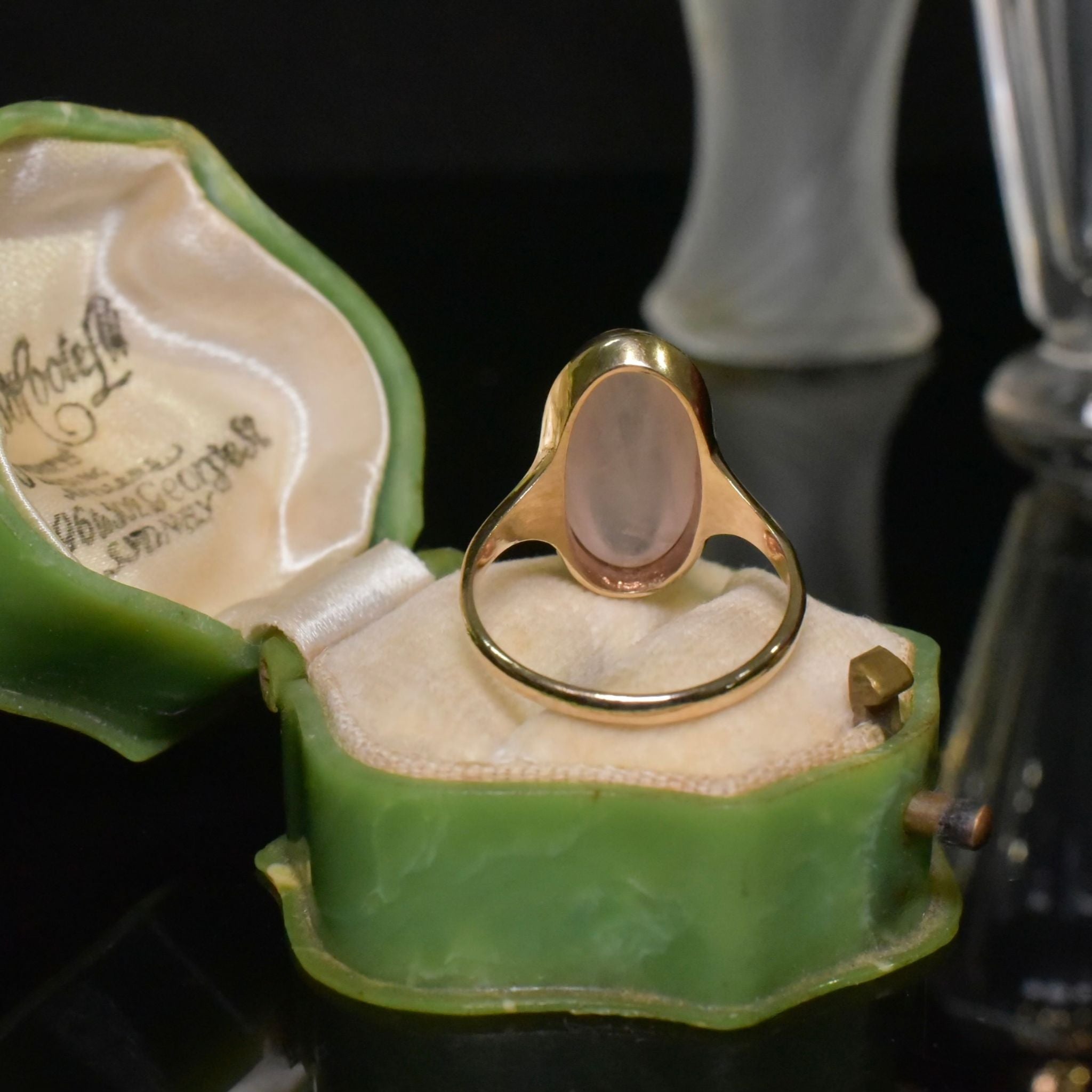 Vintage 9ct Yellow Gold And Rose Quartz Ring - Birmingham 1972