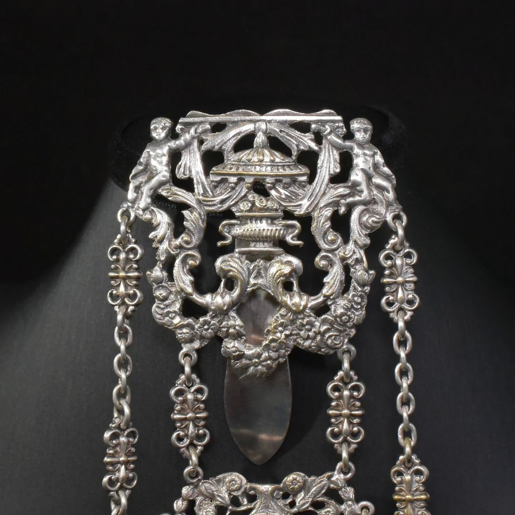 Magnificent Antique Victorian Silver Plated Sewing Chatelaine Circa 1890-1900
