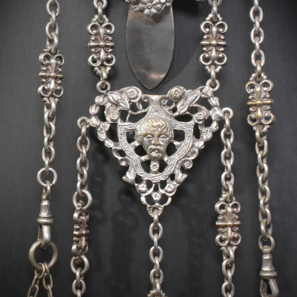 Magnificent Antique Victorian Silver Plated Sewing Chatelaine Circa 1890-1900
