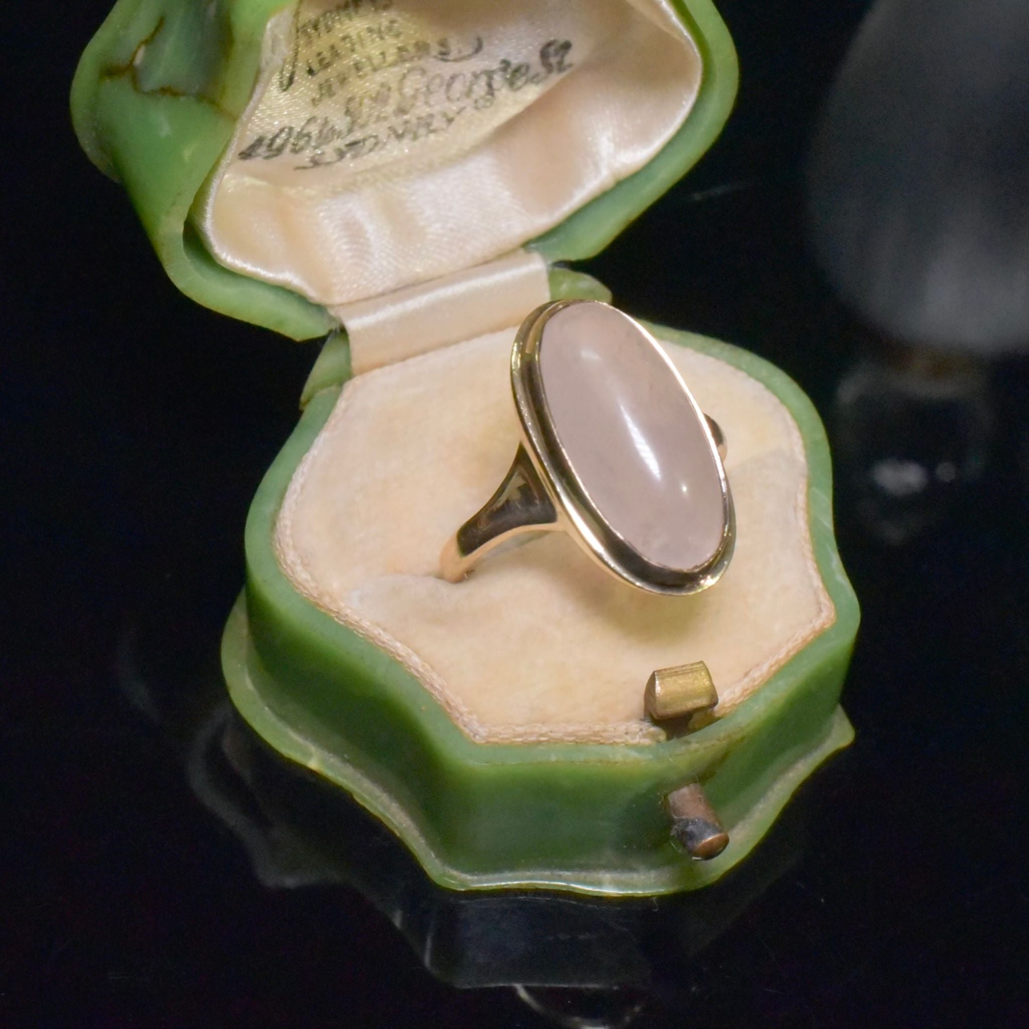Vintage 9ct Yellow Gold And Rose Quartz Ring - Birmingham 1972