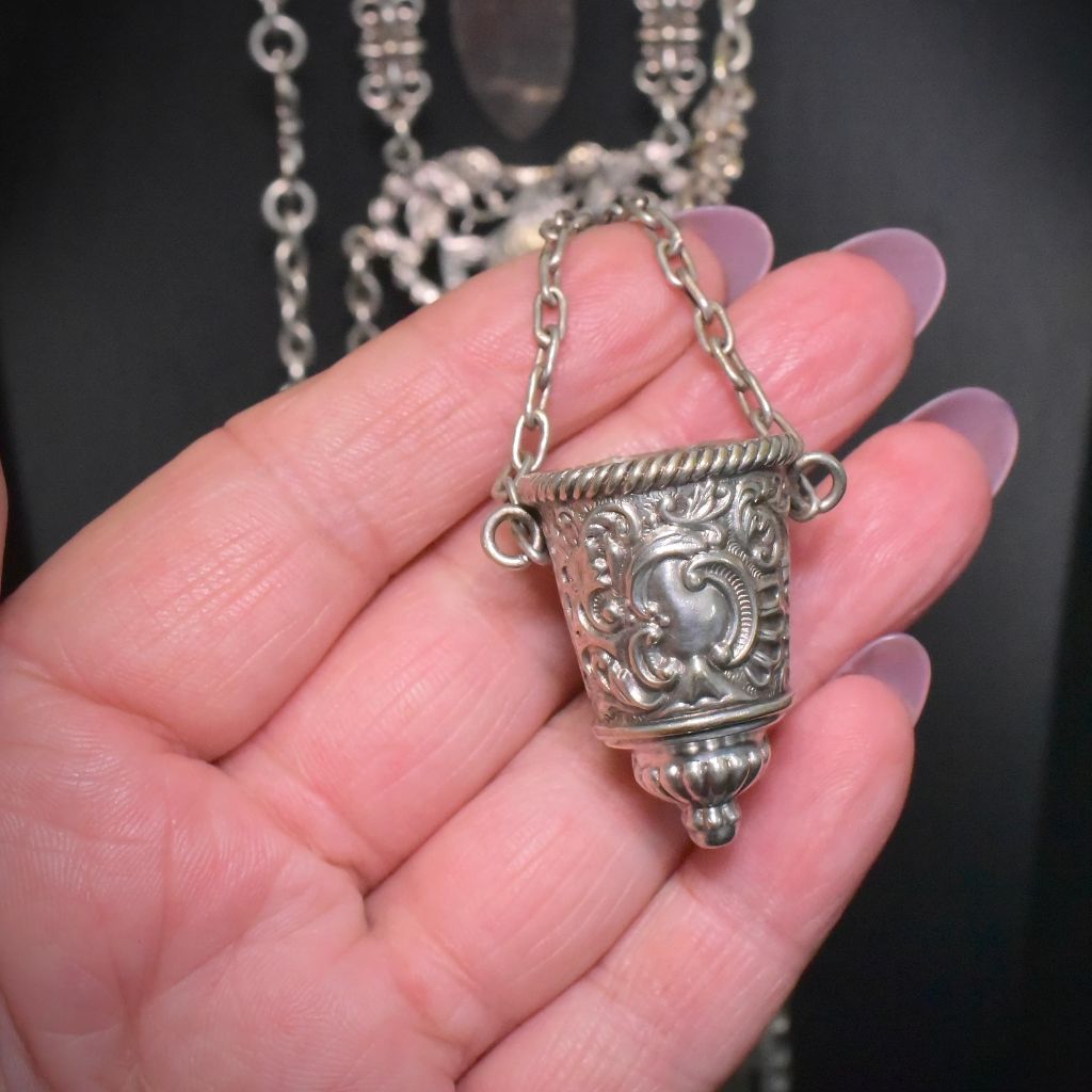 Magnificent Antique Victorian Silver Plated Sewing Chatelaine Circa 1890-1900