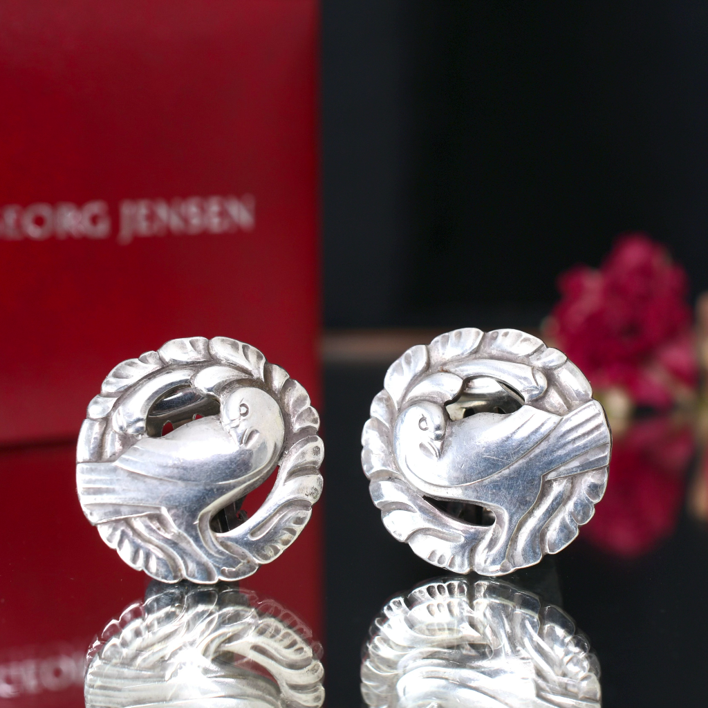 Vintage Georg Jensen Sterling Silver ‘Dove’ Earrings By Kristian Møhl-Hansen