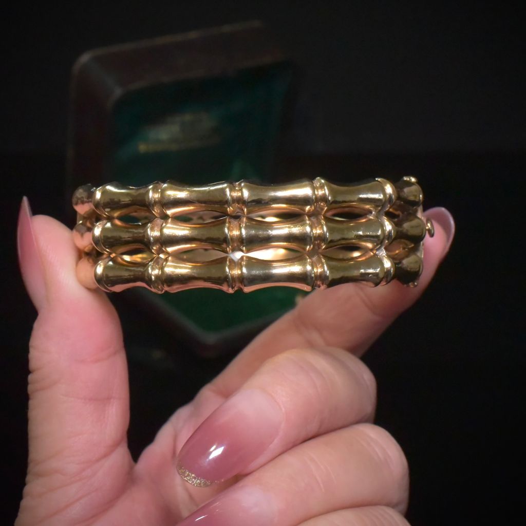 Antique 9ct Yellow Gold Triple Bamboo Bangle Circa 1910-15