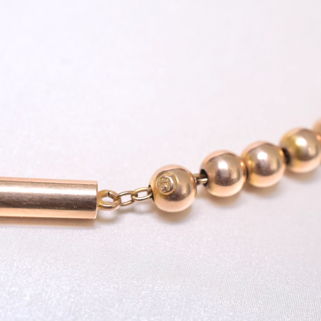 Antique Edwardian 15ct Rose Gold Rondel/Ball Necklace Circa 1910