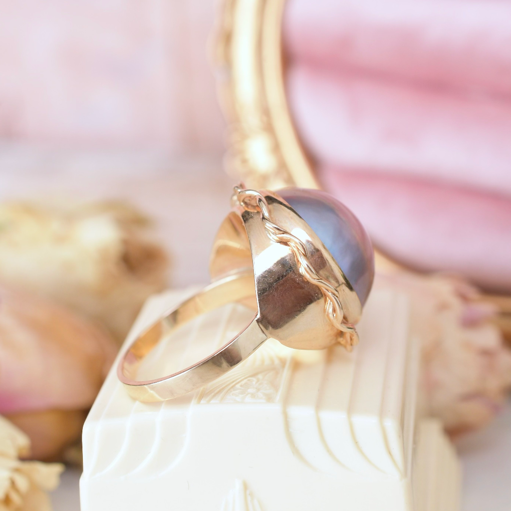Contemporary 9ct Rose Gold Lilac Lavender Mabe Pearl Ring
