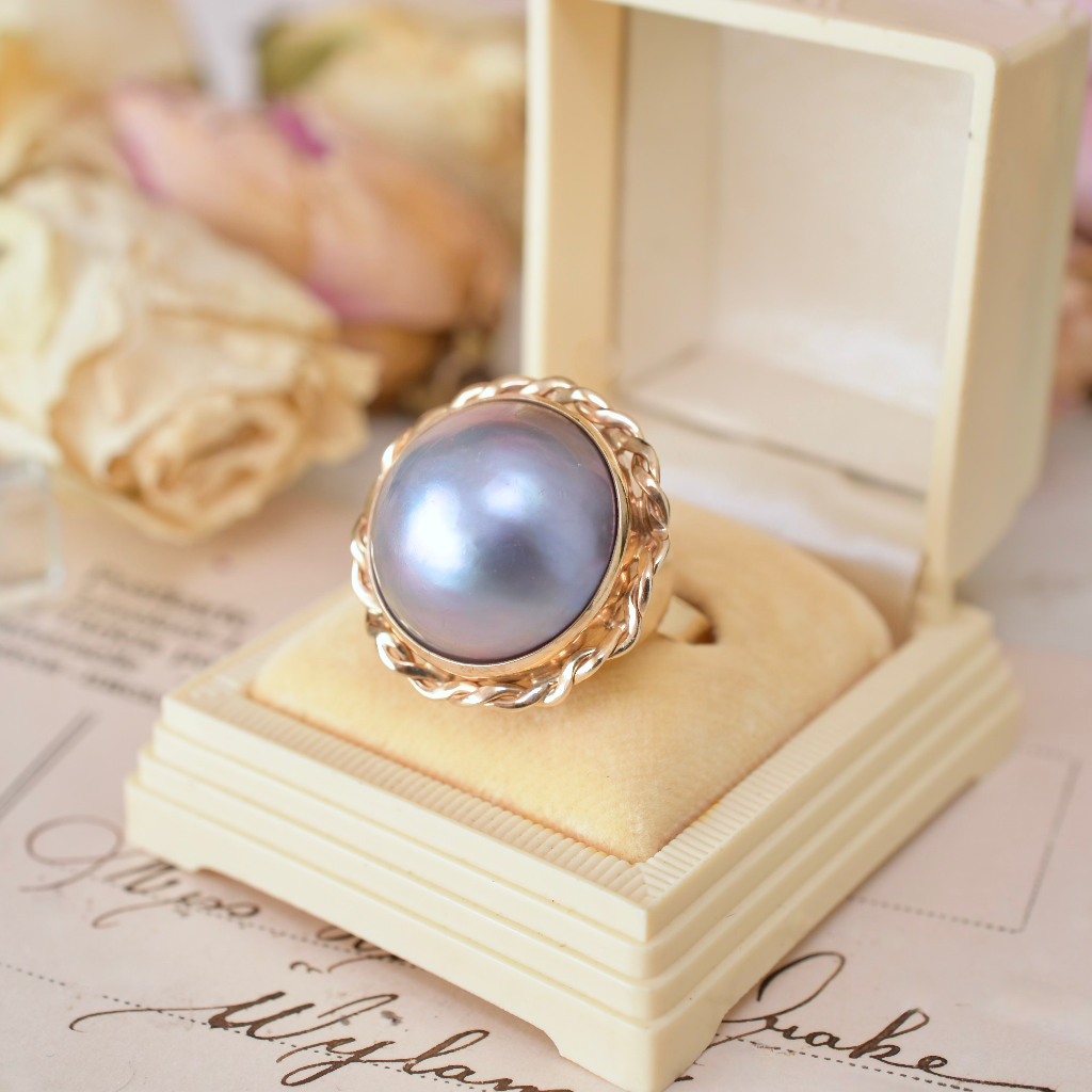 Contemporary 9ct Rose Gold Lilac Lavender Mabe Pearl Ring