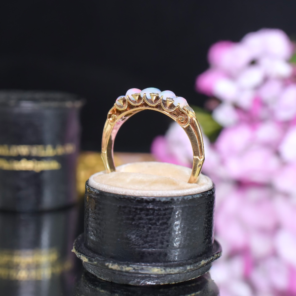 Antique 18ct Rose Gold Opal And Diamond Ring - Circa 1900