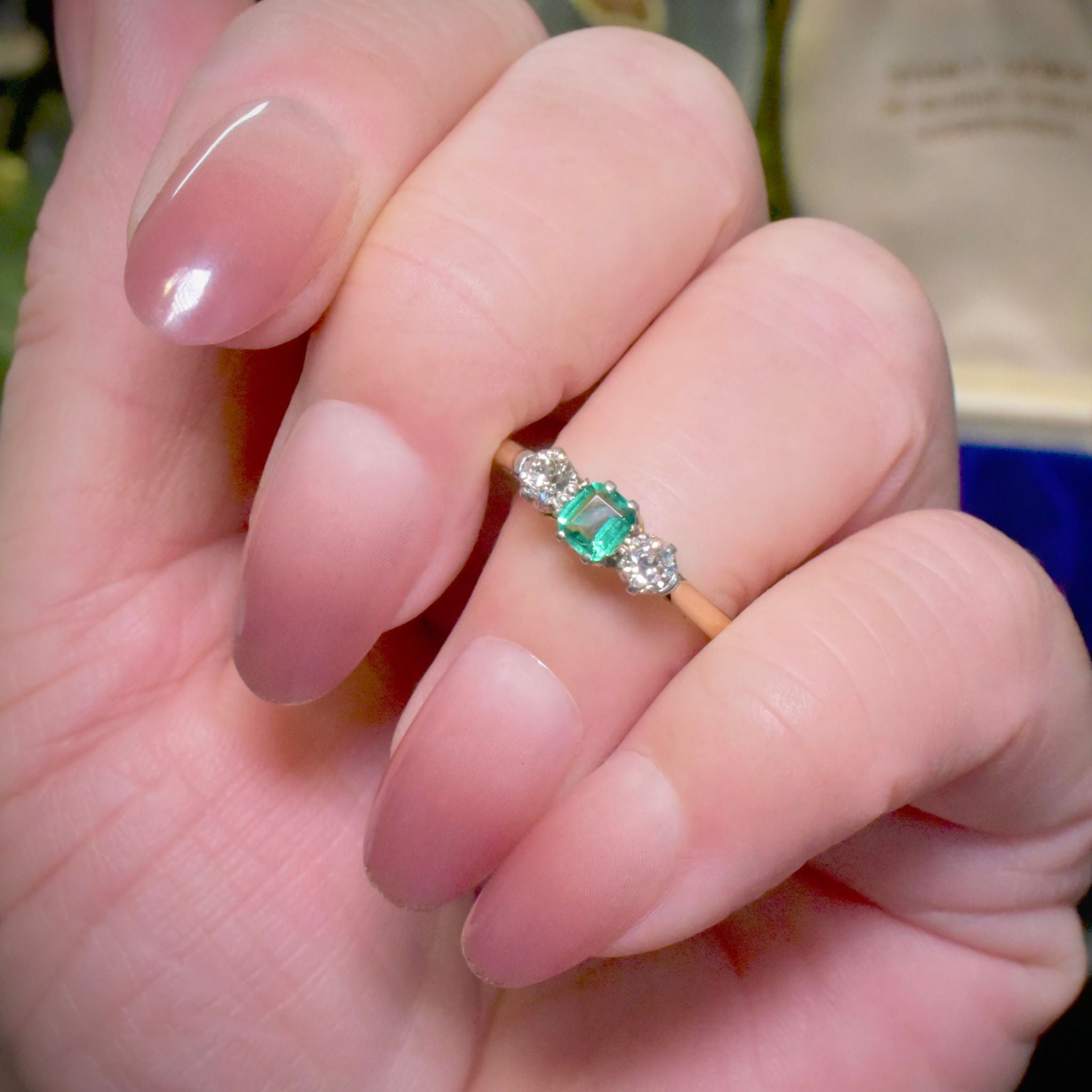 Antique Art Deco 18ct Gold And Platinum Emerald And Diamond Ring Circa 1930