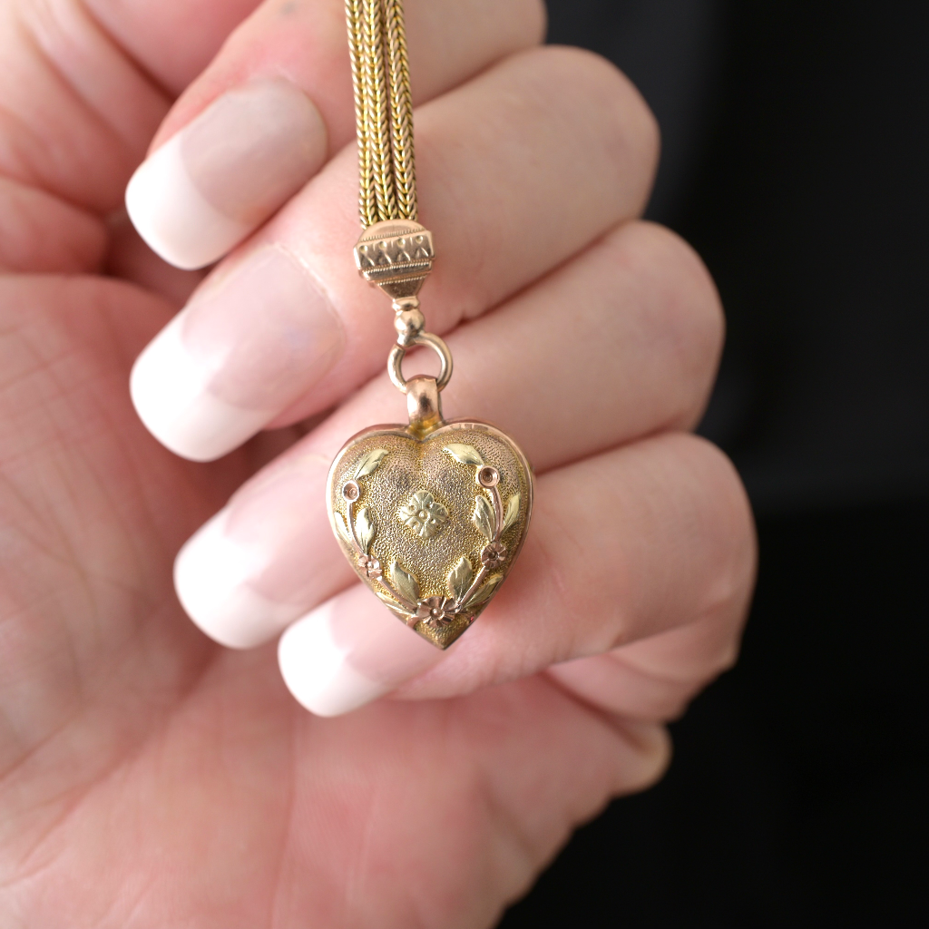 Antique Victorian 9ct Bi-Colour Albertina Fob Chain And Heart Circa 1880-90’s