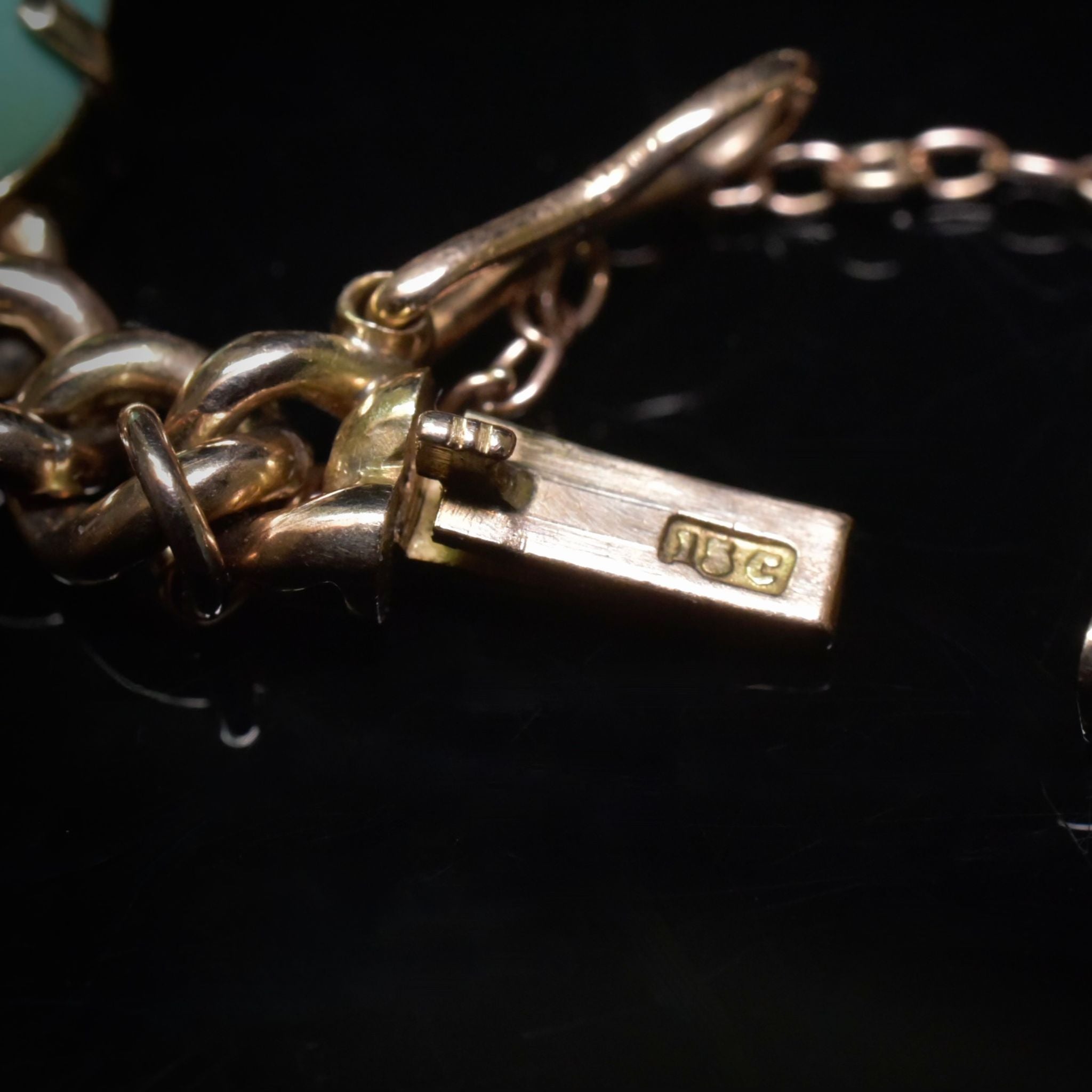 Fabulous Antique Australian 15ct Rose Gold And Carved Turquoise Bracelet Circa 1910