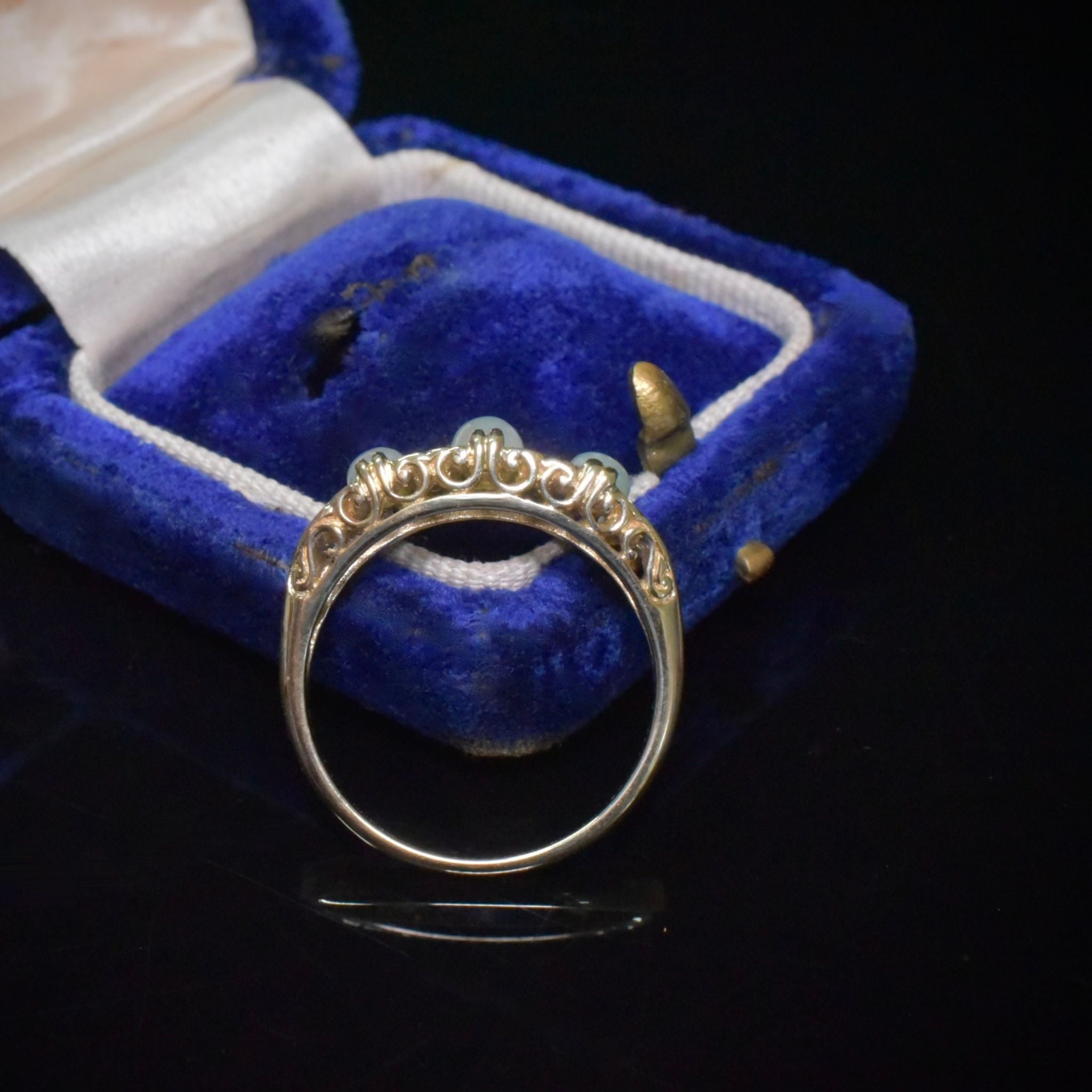 Vintage 9ct Yellow Gold Jadeite And Diamond Ring