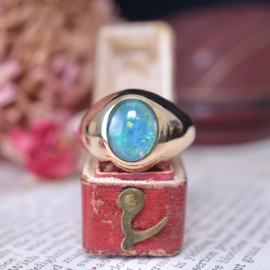 Vintage 9ct Rose Gold Opal Triplet Ring Circa 1950-70
