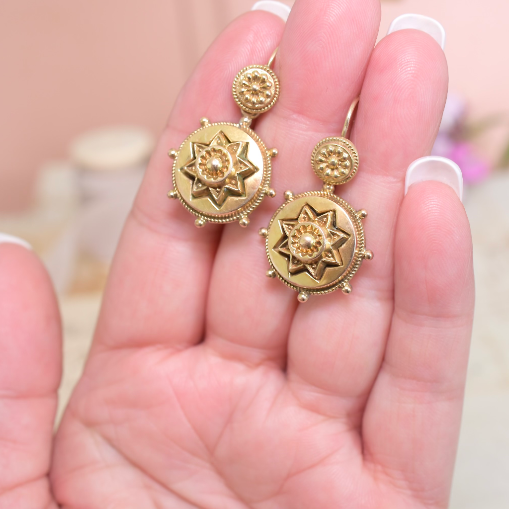 Antique Edwardian *Gold Filled* Star Disc Earrings