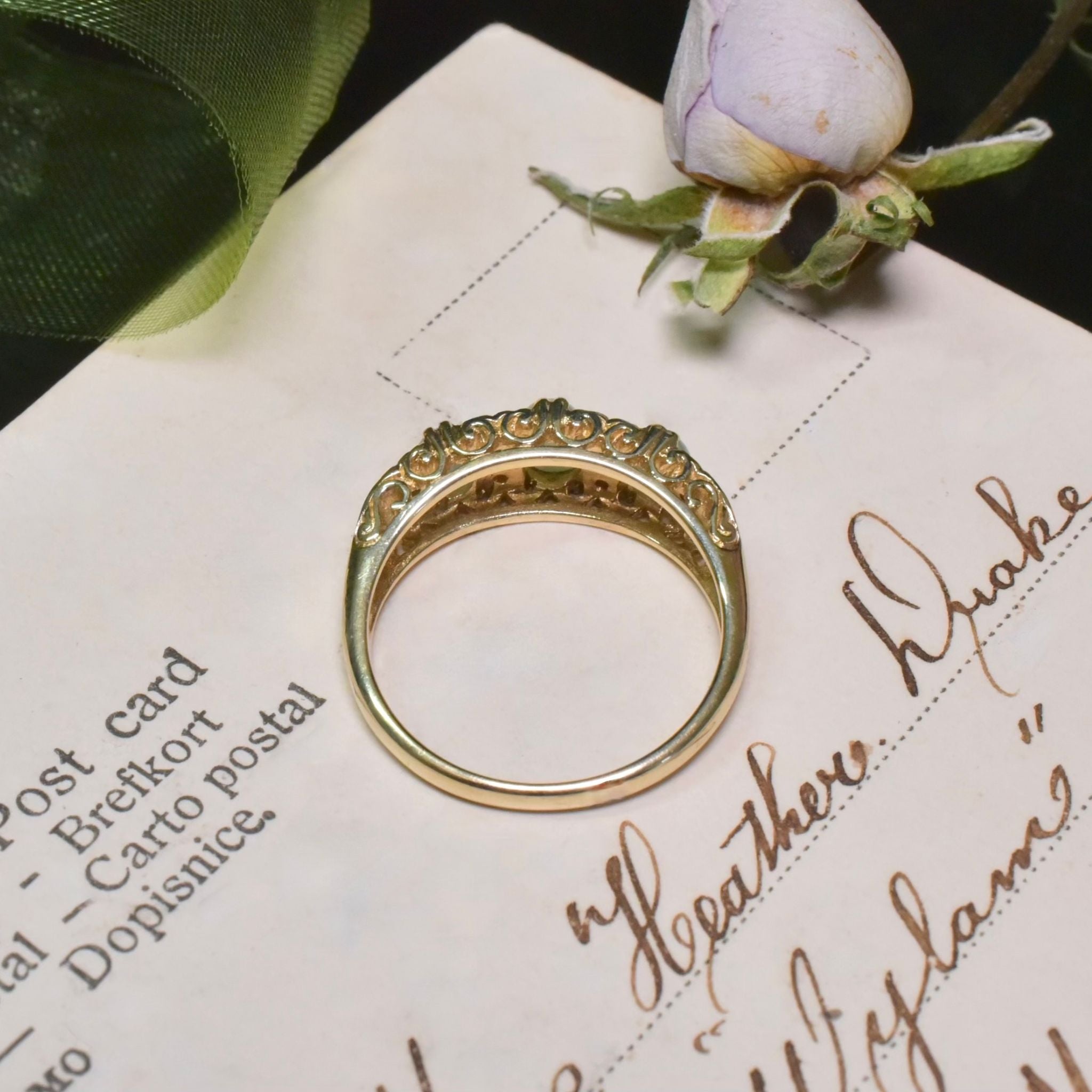 Vintage 9ct Yellow Gold Jadeite And Diamond Ring