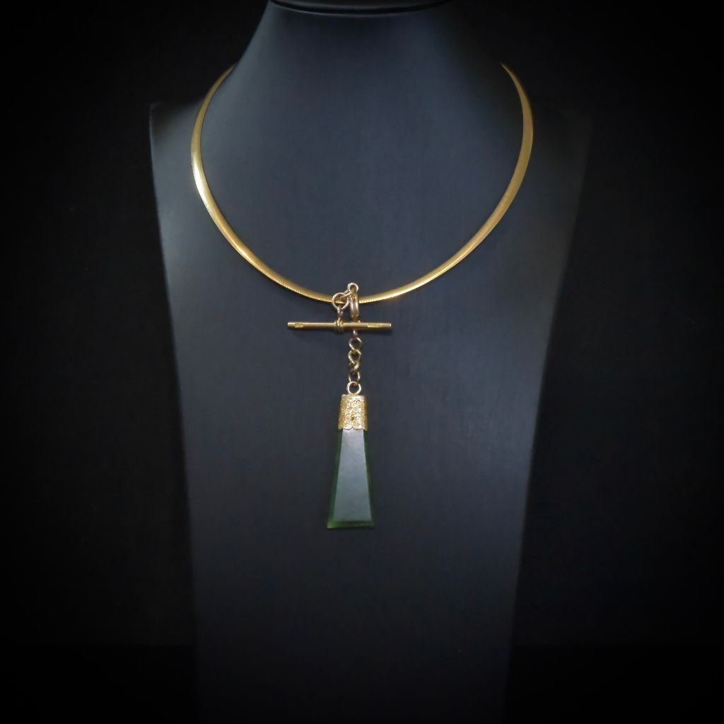 Antique Edwardian 15ct Rose Gold And Nephrite Jade Sliding Watch Fob Pendant Circa 1910