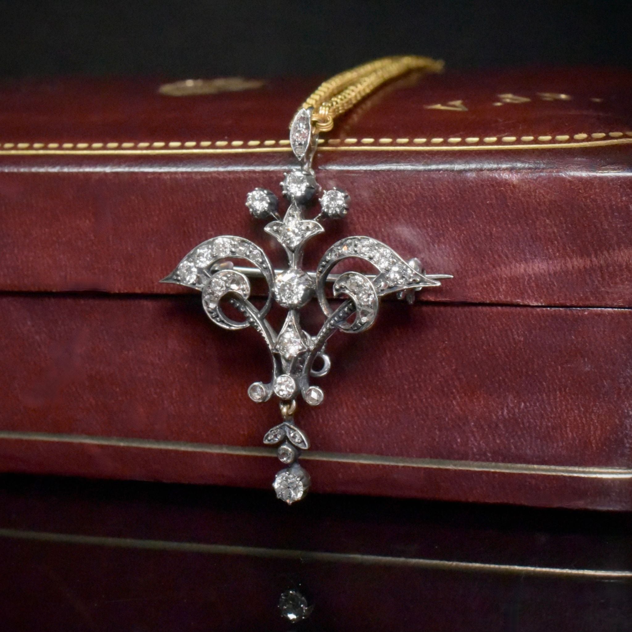 Outstanding Antique Edwardian 15ct Gold Combination Pendant / Brooch Circa 1901-1910